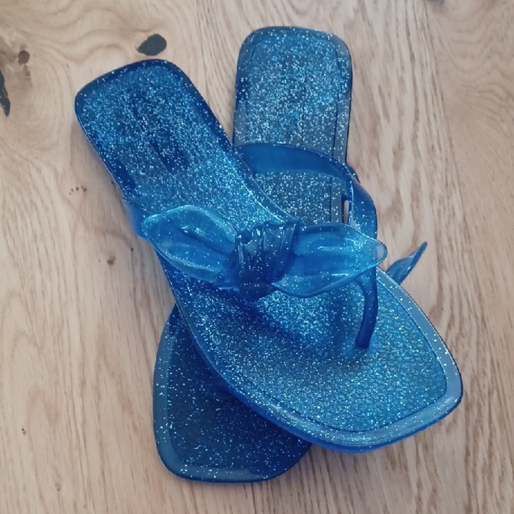 Petite Jolie Blue Glitter Sandals